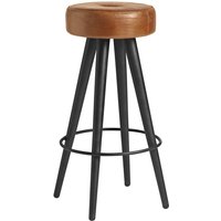 netfurniture Tanu Stool - Black Metal Frame - Bruciato Tan Leather