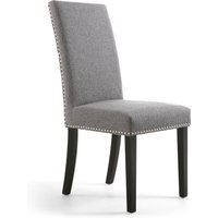 netfurniture RivendelLis Stud Detail Linen Effect Steel Grey Chair Black Legs