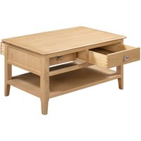 netfurniture Penine Coffee Table 2 Drawers in Light Oak