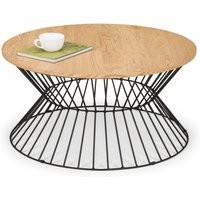 netfurniture Manhattan Round Wire Coffee Table - Euro Oak in Light Oak