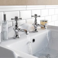 Chrome Edwardian Traditional Hot & Cold Twin Basin Taps