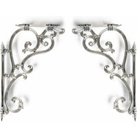 Nes Home Chrome Traditional Antique Iron Cast Wall Shelf Toilet Cistern Brackets in Silver