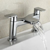 Galaxy Deck Mounted Solid Brass Waterfall Bath Filler Mixer Tap Chrome