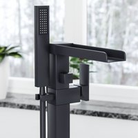 Matte Black Laura Waterfall Freestanding Bath Shower Mixer Tap