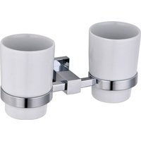 Chrome Square Wall Mounted Double Glass Tumbler