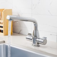 Cascade Chrome Twin Handle Swivel Spout Kitchen Mixer Tap