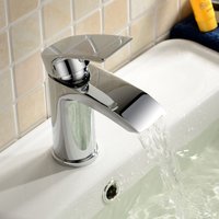 Chrome Bathroom Waterfall Basin Mono Mixer Tap Brass Deck Mounted