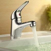 Nes Home Basin Mono Mixer Tap Chrome Bathroom Monobloc Sink Faucet in Silver