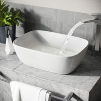 Nes Home Cloakroom Rectangle Stand Alone Counter Top Basin Sink Bowl in White