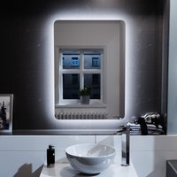 Nes Home Bathroom Modern LED IP44 Illuminated Rectangular Demister Mirror 500 X 700mm in Silver