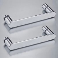 Nes Home A Pair of Universal Rounded Chrome 160 mm Shower Door Handles in Silver