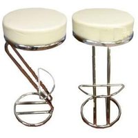 netfurniture Z Shaped Red Breakfast Bar Stool Chrome Frame in Cream
