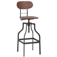 netfurniture Epic Bar Stool Industrial Stool Wood Height Adjustable in Brown