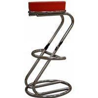 netfurniture Lombardi Z Shaped Breakfast Bar Stool Faux Leather Red in White