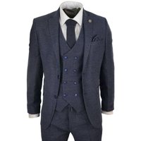 Wool 3 Piece Suit Double Breasted Waistcoat Tweed Peaky Blinders 1920s 44R