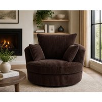 Furniture 786 Jumbo Cord Swivel Chair in Chocolate