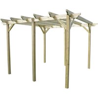 Rutland County Garden Furniture Ltd Garden Pergola 6 Posts - Wood - L360 x W600 x H270 cm - Rustic Brown in Light Green