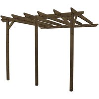 Rutland County Garden Furniture Ltd Wall Mounted Garden Pergola 3 Posts, Wood, L300 x W420 x H270cm, Brown in Green