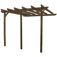 Rutland County Garden Furniture Ltd Wall Mounted Garden Pergola 3 Posts, Wood, L300 x W660 x H270cm, Brown in Green