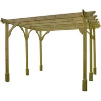 Rutland County Garden Furniture Ltd Premium Pergola 6 Posts - Wood - L180 x W660 x H270 cm - Rustic Brown in Light Green