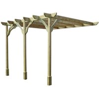 Rutland County Garden Furniture Ltd Wall Mounted Premium Pergola 3 Posts, L240 x W720 x H270 cm, Brown in Green