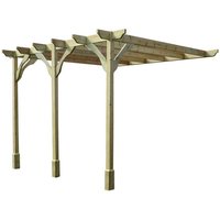 Rutland County Garden Furniture Ltd Wall Mounted Premium Pergola 3 Posts, L360 x W600 x H270 cm, Green