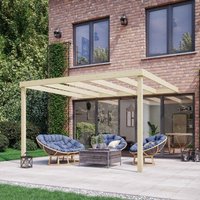 Rutland County Garden Furniture Ltd Wall Mounted Box Pergola - Wood - L300 x W420 x H270 cm - Rustic Brown in Light Green