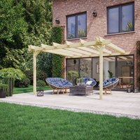 Rutland County Garden Furniture Ltd Wall Mounted Double Garden Pergola, Wood, L480 x W480 x H270cm, Brown in Light Green