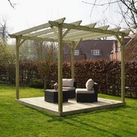 Rutland County Garden Furniture Ltd Garden Pergola & Decking Kit, Wood, L420 x W420 cm, Light Green
