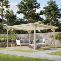 Rutland County Garden Furniture Ltd Double Garden Pergola & Decking Kit, L360 x W360 cm, Rustic Brown in Light Green