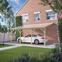 Rutland County Garden Furniture Ltd Polycarbonate Roof Car Port 4 Post, Wood, L250 x W650 cm - Light Green