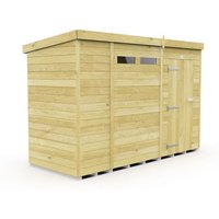 Buttercup Farm 10 x 4 Feet Pent Security Shed - Single Door - L118 x W302 x H201 cm in Brown