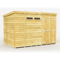 Buttercup Farm 11 x 6 Feet Pent Security Shed - Double Door - L178 x W329 x H201 cm in Brown