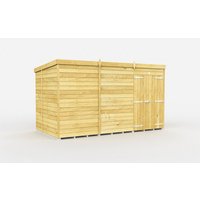 11 x 7 Feet Pent Shed Double Door W O Window L214 x W329 x H201 cm