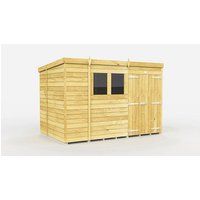 Buttercup Farm 11 x 7 Feet Pent Shed - Double Door W/ Windows - L214 x W329 x H201 cm in Brown