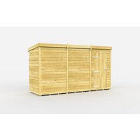 Buttercup Farm 12 x 4 Feet Pent Shed - Single Door W/O Window - L118 x W358 x H201 cm in Brown