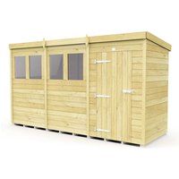 Buttercup Farm 12 x 4 Feet Pent Security Shed - Double Door - L118 x W358 x H201 cm in Brown