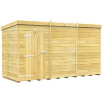 Buttercup Farm 12 x 5 Feet Pent Shed - Single Door W/O Window - L147 x W358 x H201 cm in Brown