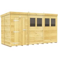 12 x 5 Feet Pent Shed Single Door W Windows L147 x W358 x H201 cm