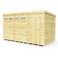 Buttercup Farm 12 x 6 Feet Pent Security Shed - Single Door - L178 x W358 x H201 cm in Brown