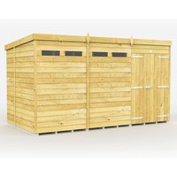 Buttercup Farm 12 x 7 Feet Pent Security Shed - Double Door - L214 x W358 x H201 cm in Brown