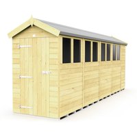 Buttercup Farm 4 x 19 Feet Apex Shed - Single Door W/ Windows - L560 x W118 x H217 cm in Brown