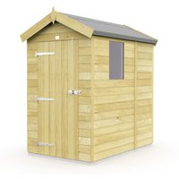 Buttercup Farm 4 x 5 Feet Apex Shed - Single Door W/ Windows - L158 x W118 x H217 cm in Brown