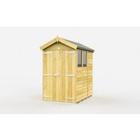 Buttercup Farm 4 x 6 Feet Apex Shed - Double Door W/ Windows - L187 x W118 x H217 cm in Brown