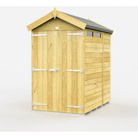 Buttercup Farm 4 x 7 Feet Apex Security Shed - Double Door - L214 x W118 x H217 cm in Brown