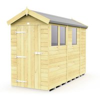 Buttercup Farm 4 x 9 Feet Apex Shed - Single Door W/ Windows - L272 x W118 x H217 cm in Brown