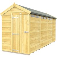 Buttercup Farm 5 x 15 Feet Apex Security Shed - Single Door - L454 x W147 x H217 cm in Brown