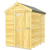 Buttercup Farm 5 x 6 Feet Apex Shed - Single Door W/O Windows - L187 x W147 x H217 cm in Brown