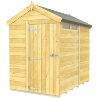 Buttercup Farm 5 x 7 Feet Apex Security Shed - Single Door - L214 x W147 x H217 cm in Brown