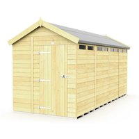 Buttercup Farm 6 x 16 Feet Apex Security Shed - Single Door - L472 x W175 x H217 cm in Brown